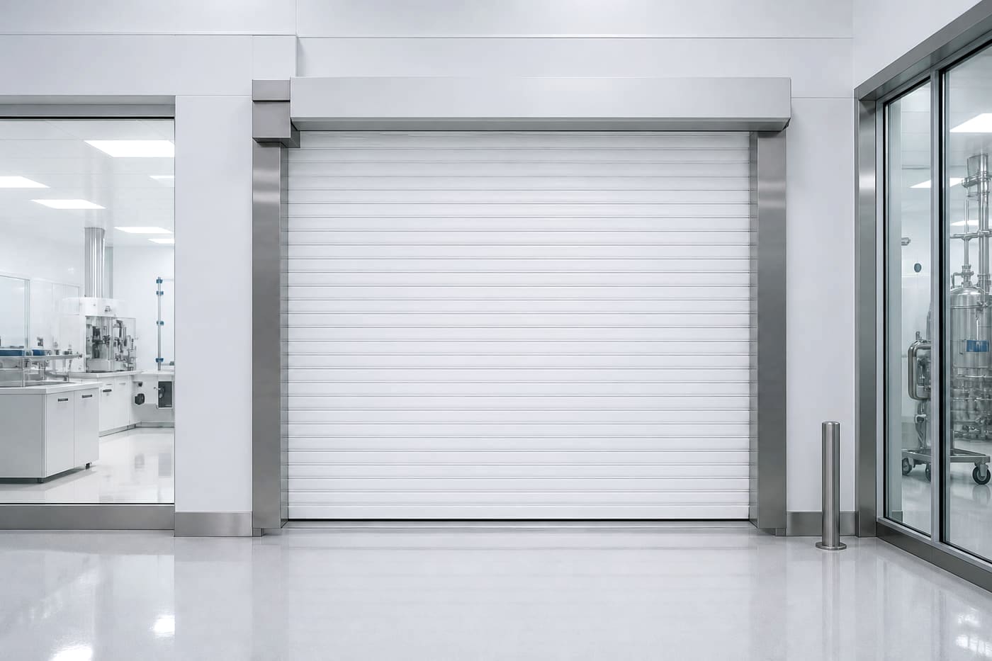 İlaç ve farma tesisinde yalıtımlı otomatik kepenk